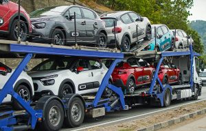 Full load of brand new Ford vehicles delivery